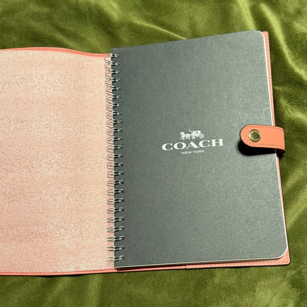 Coach Pink Leather Snap Planner Cover - Picture 3 of 6